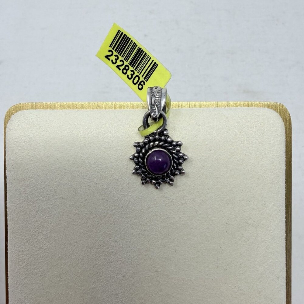 Shop‎ LC Artisan Crafted Purple Jade Round Pendant without Chain in Silver 5172